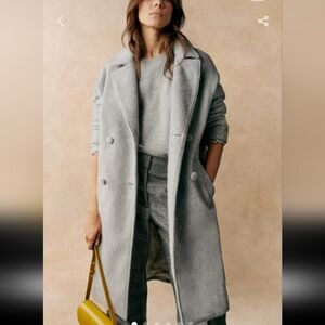 Sezane Jim Gray Wool Knee- Length Coat